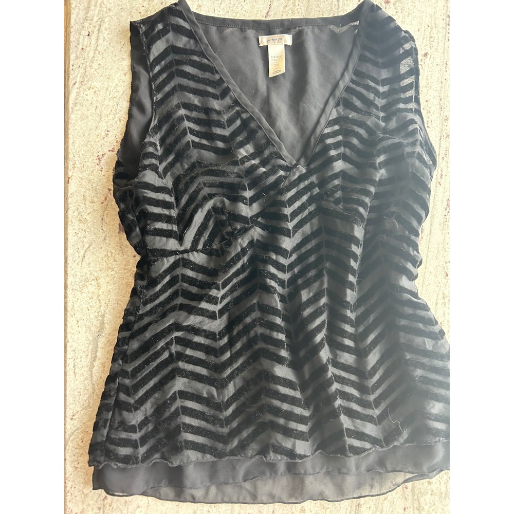 Old Navy Perfect Fit Black Chevron Velvet Sleeveless Top XS